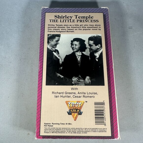 Shirley Temple The Little Princess VHS 1988 Troy Gold Edition Drama 91 Min - Picture 2 of 4
